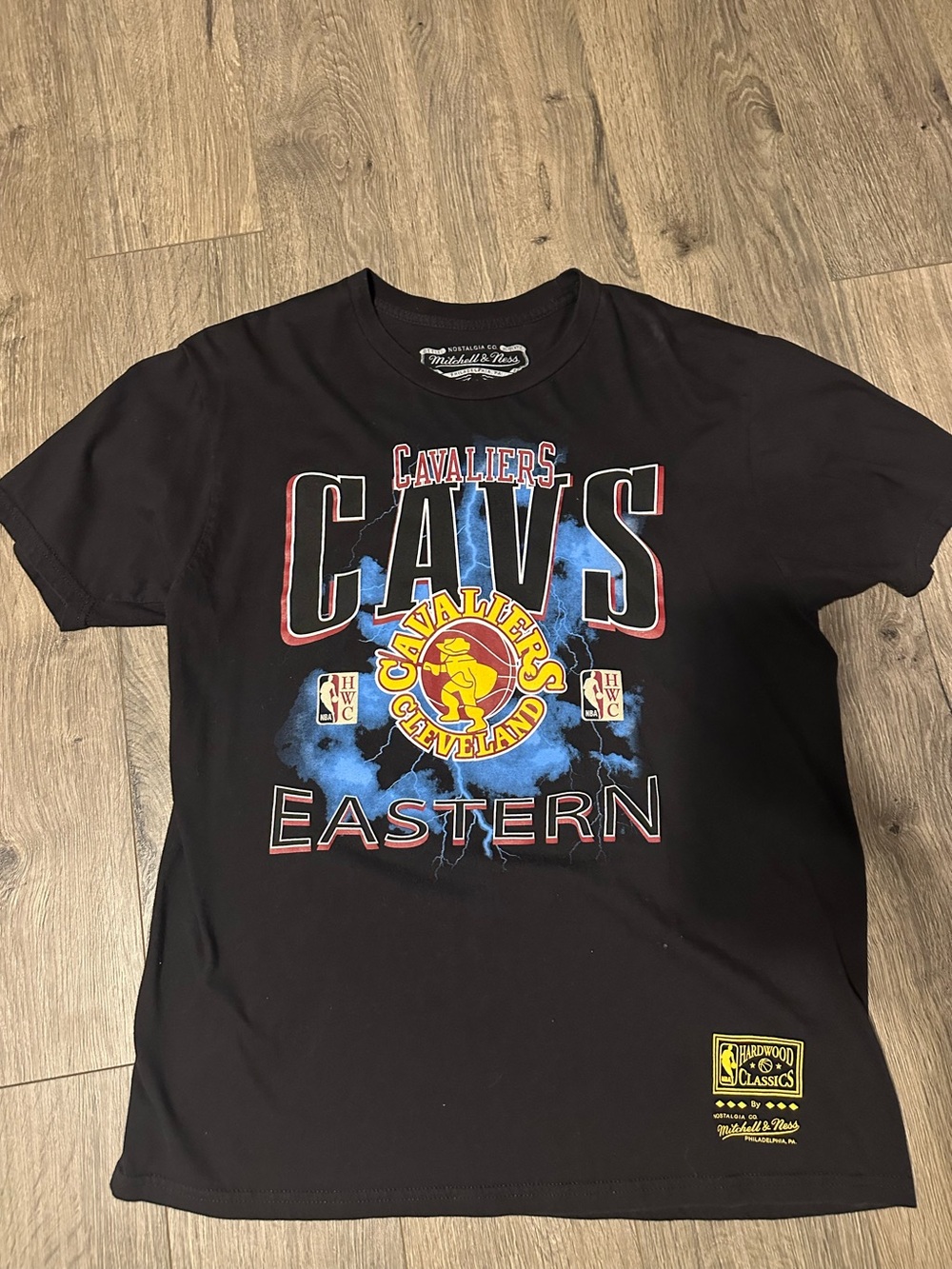 Mitchell & Ness Black Cavaliers Tee with Maroon and Blue Lettering